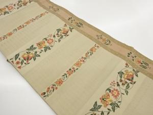 変わり横段に花唐草模様織出し名古屋帯